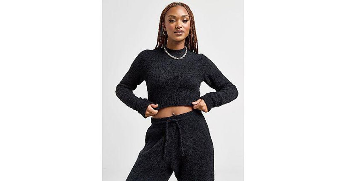 Nike Cosy Long Sleeve All Over Print Cropped Top in Black Lyst UK