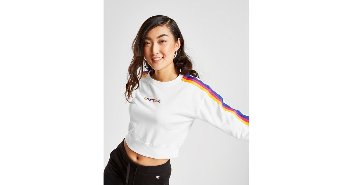 champion rainbow stripe cropped sweatshirt