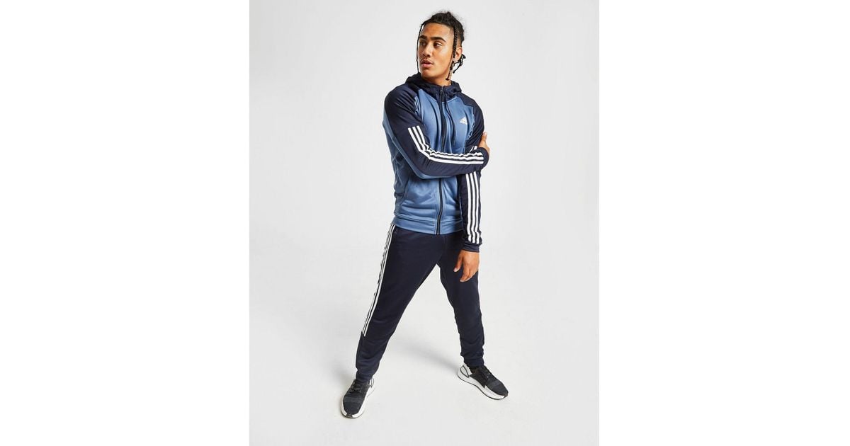 adidas game time tracksuit blue
