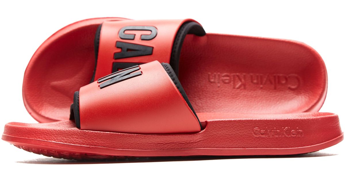 Calvin Klein Synthetic Slides in Red 