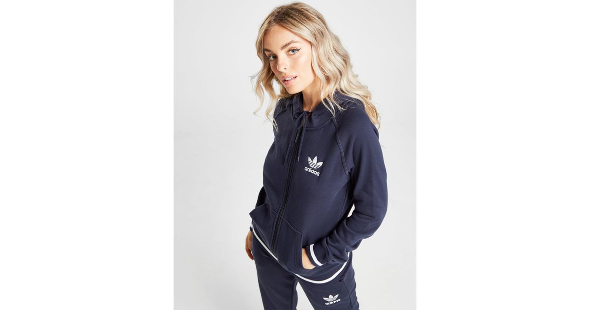 adidas originals trefoil stripe full zip hoodie
