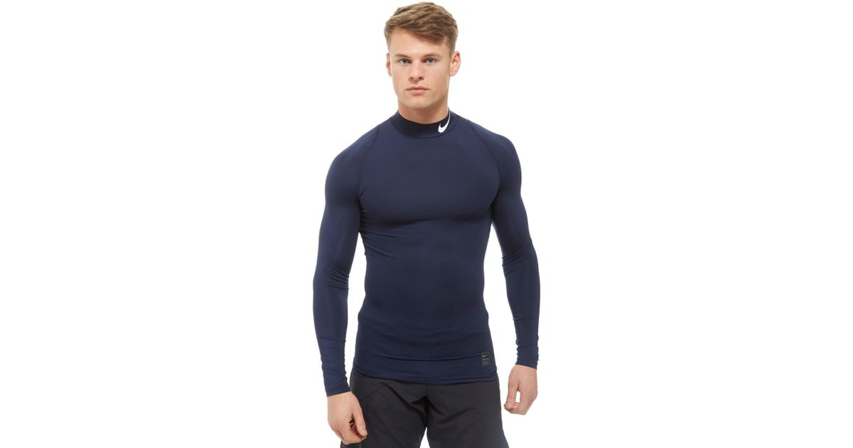 Download Nike Synthetic Pro Compression Mock Neck Top in Blue for ...