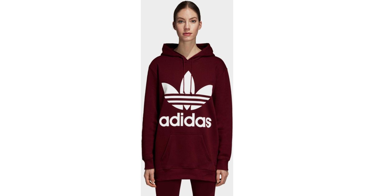 adidas trefoil maroon hoodie