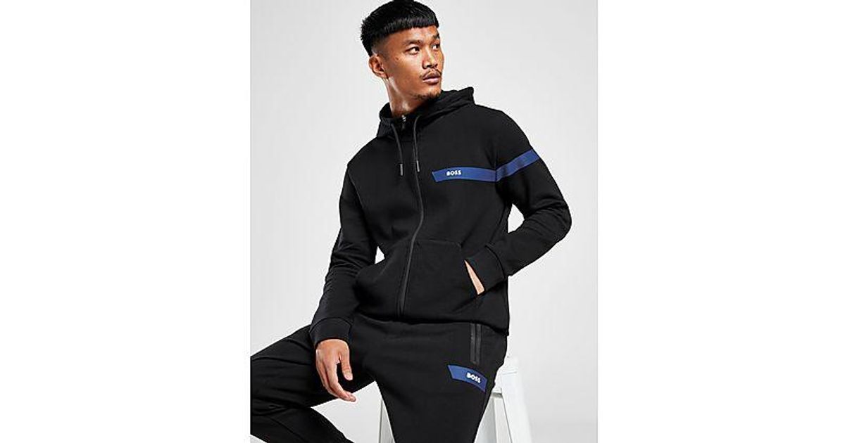 BOSS Stripe Saggy Hoodie in Black for Men | Lyst UK