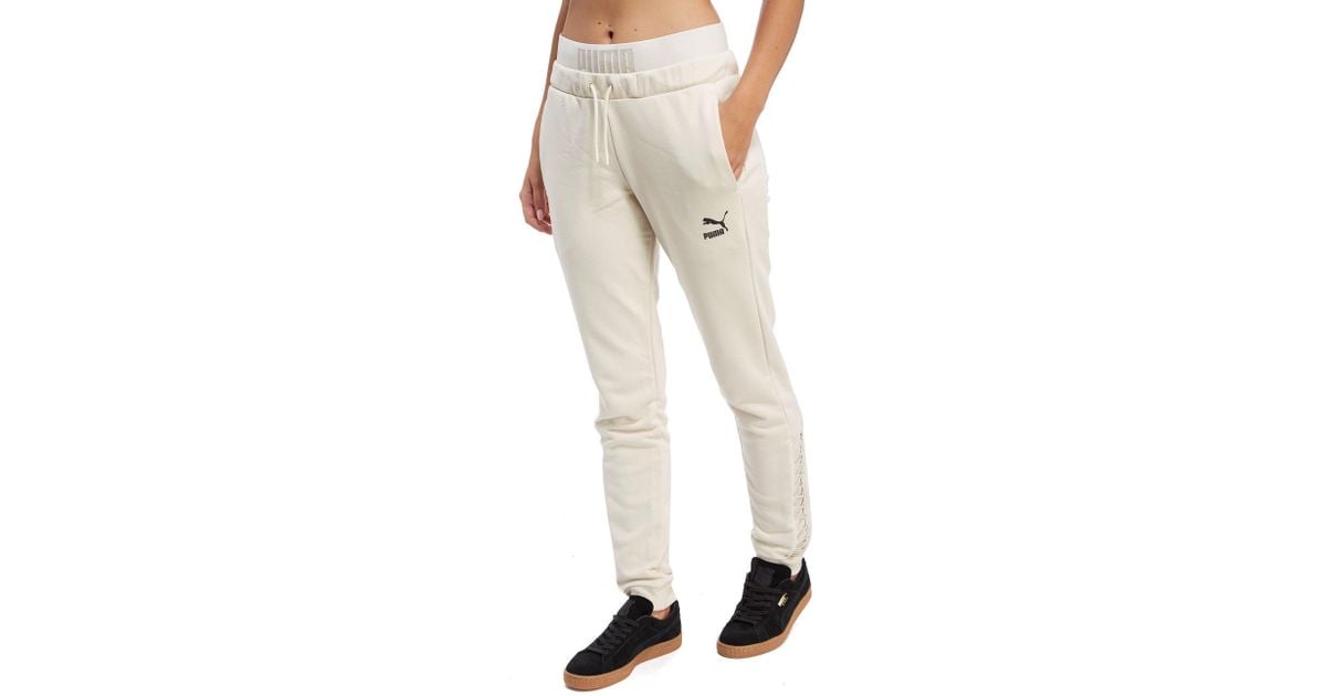 PUMA Cotton Lace Up Joggers in Natural 