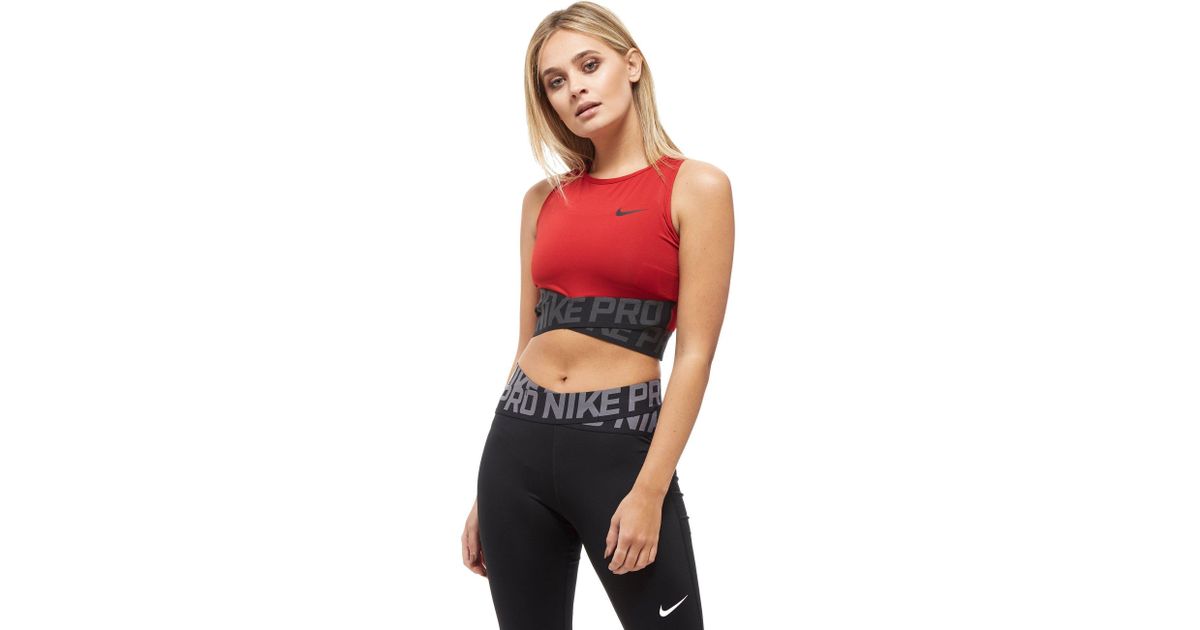 nike training crossover crop top in black> OFF-52%