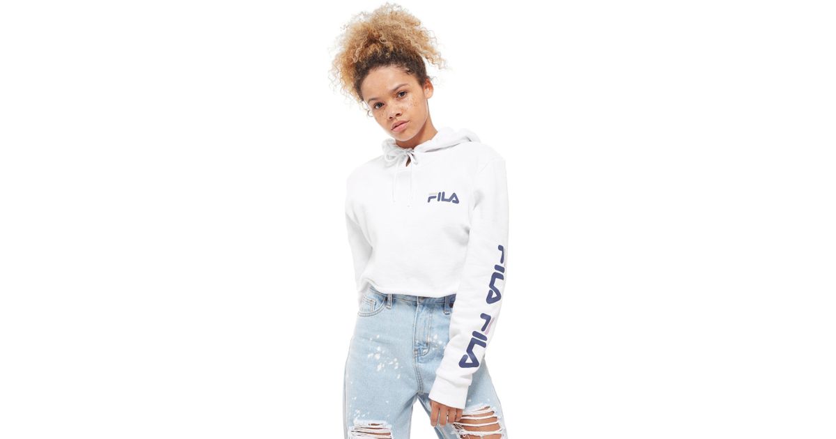 fila luciana navy & red crop hoodie