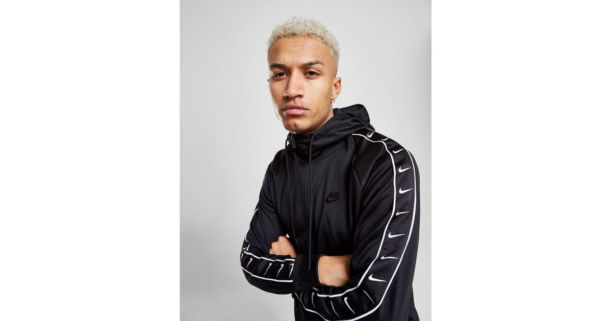 nike logo taping hoodie in black