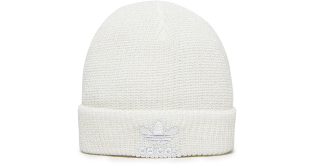 adidas trefoil beanie white