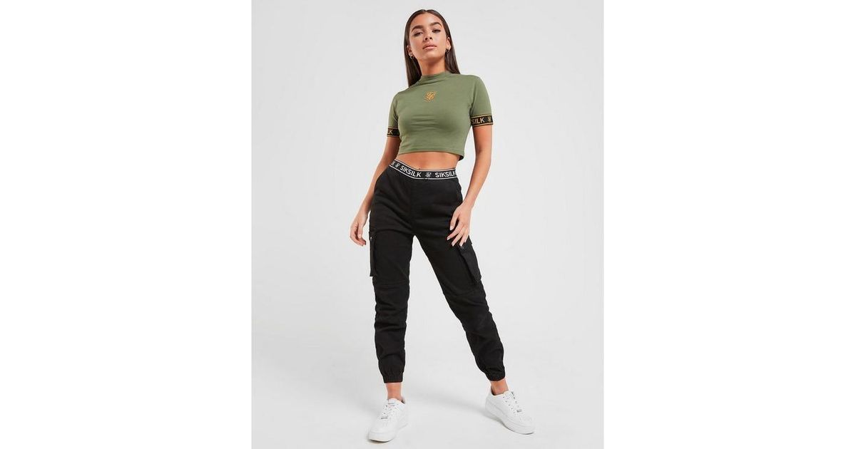 siksilk tape waist cargo pants