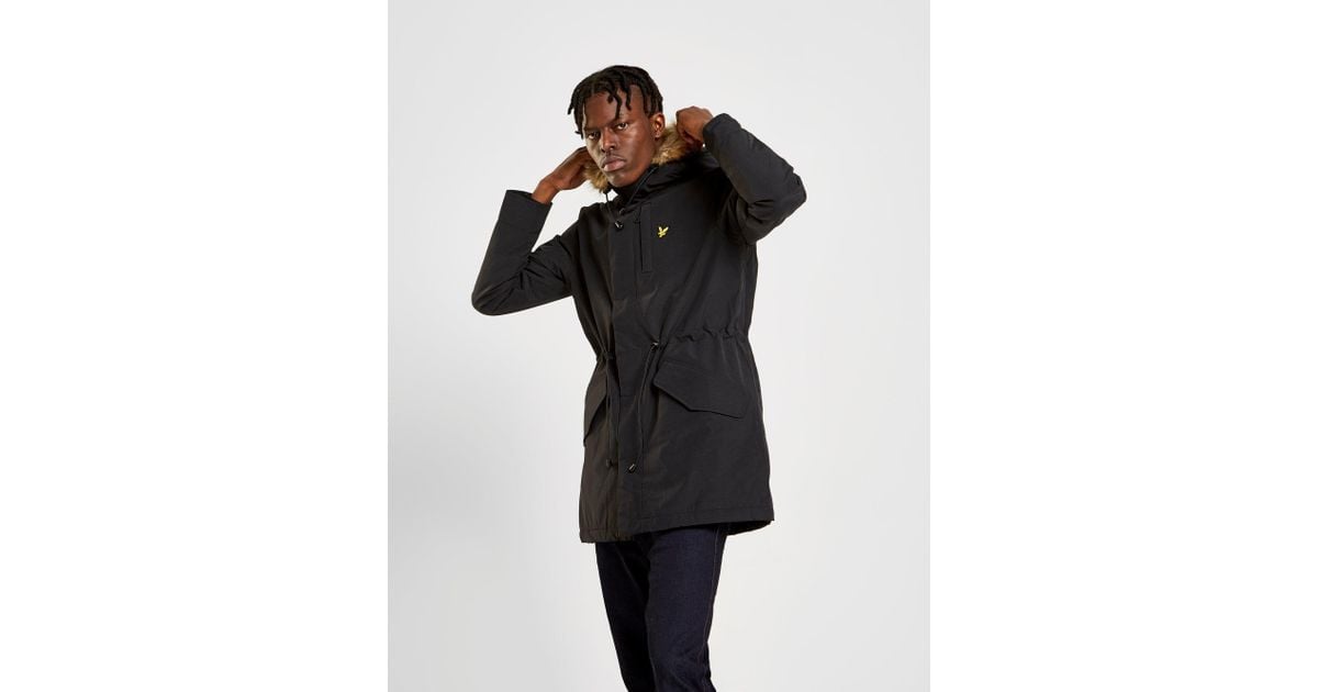 lyle & scott fur hood padded parka jacket