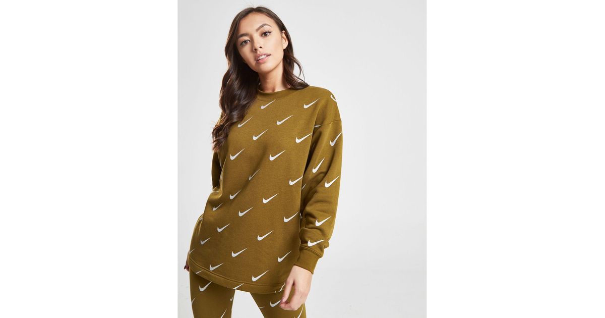 nike all over print swoosh crew sweatshirt