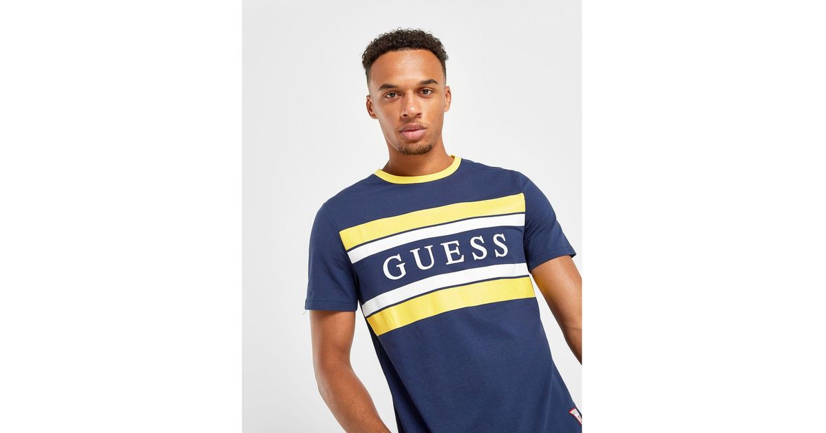 guess blue and yellow shirt