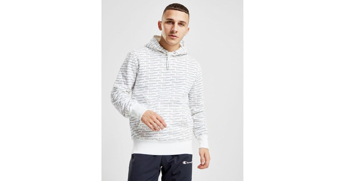 champion all over print hoodie white