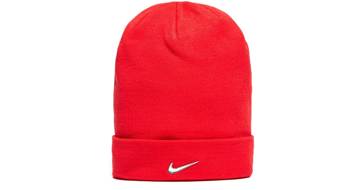 Nike Swoosh Beanie Hat in Red/Silver 