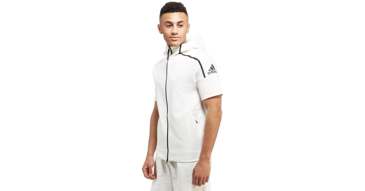 adidas Cotton Z.n.e Short Sleeve Hoodie in White for Men - Lyst