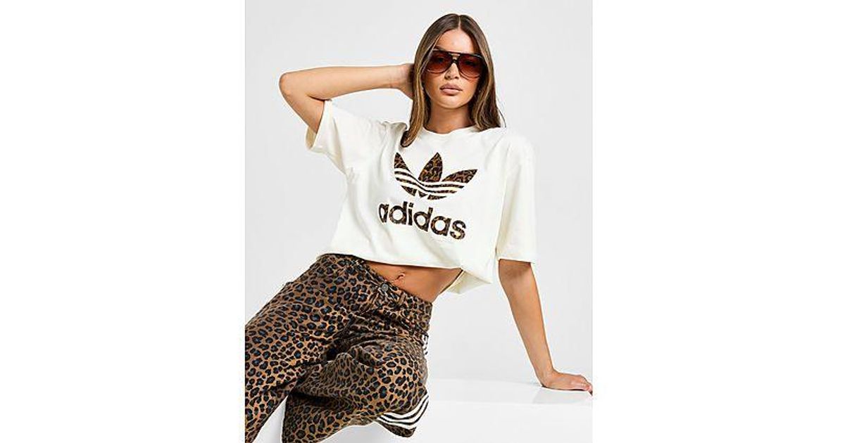 adidas Originals Leopard Print Trefoil Boyfriend T-shirt in