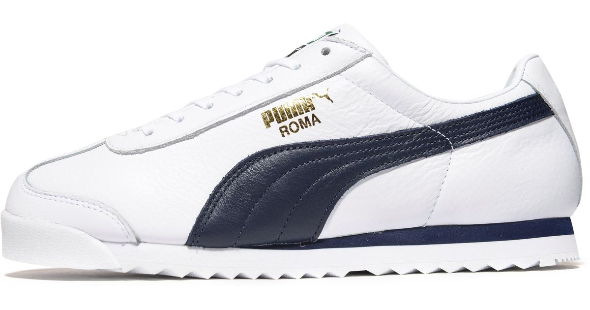 PUMA Roma Leather in White/Navy (White) for Men - Lyst