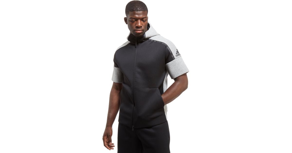 adidas Cotton Z.n.e Short Sleeve Hoodie in Black for Men - Lyst