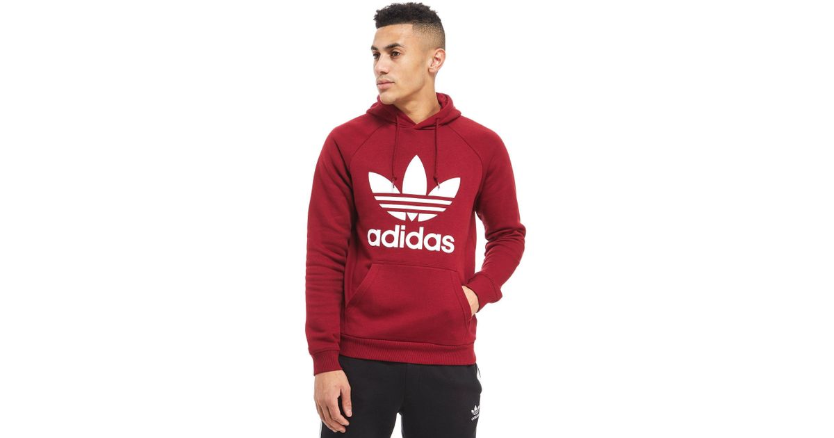 adidas Originals Cotton Trefoil Hoodie in Burgundy/White (Red) for Men 