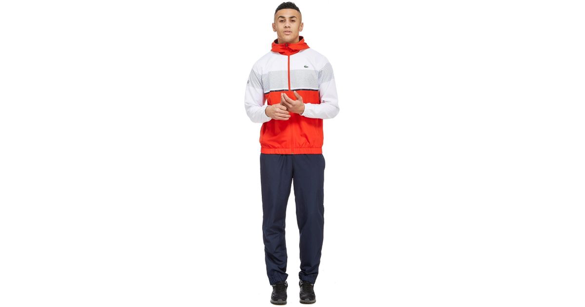 red and white lacoste tracksuit