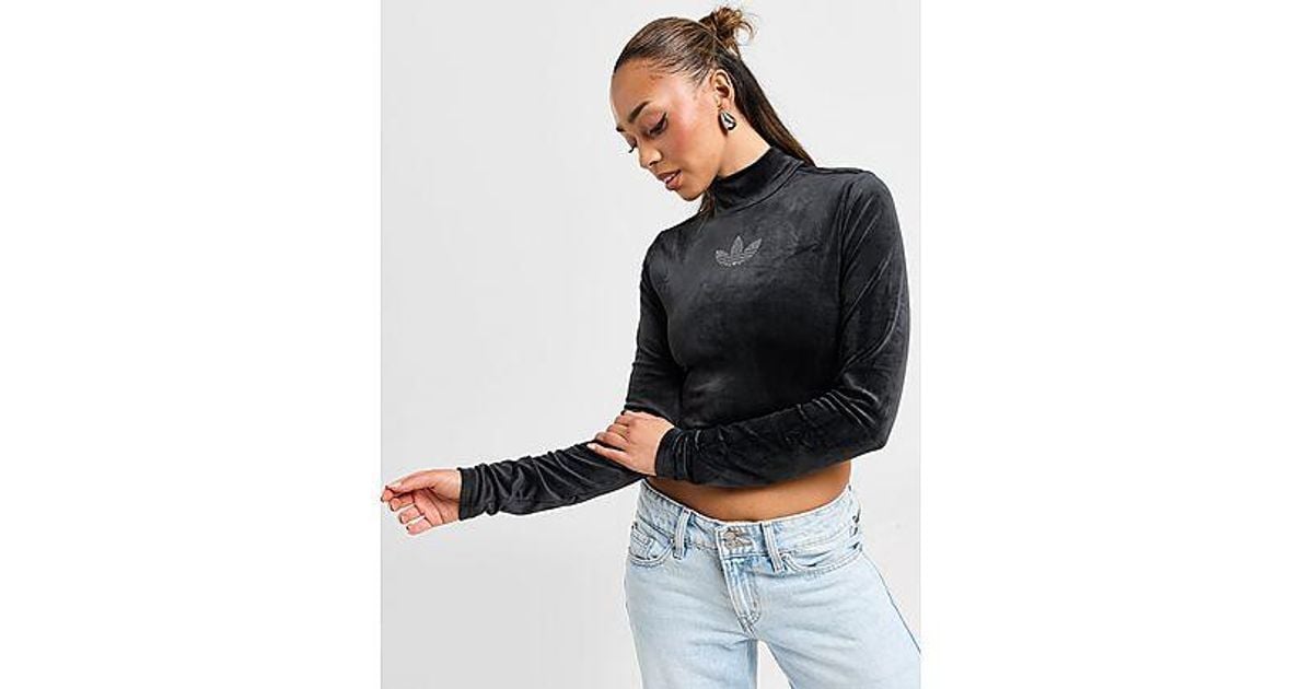 adidas Originals Bling Long Sleeve Crop Top in Black Lyst UK