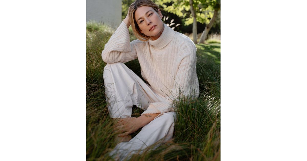 Jenni Kayne Cable Nell Turtleneck Top in Brown | Lyst