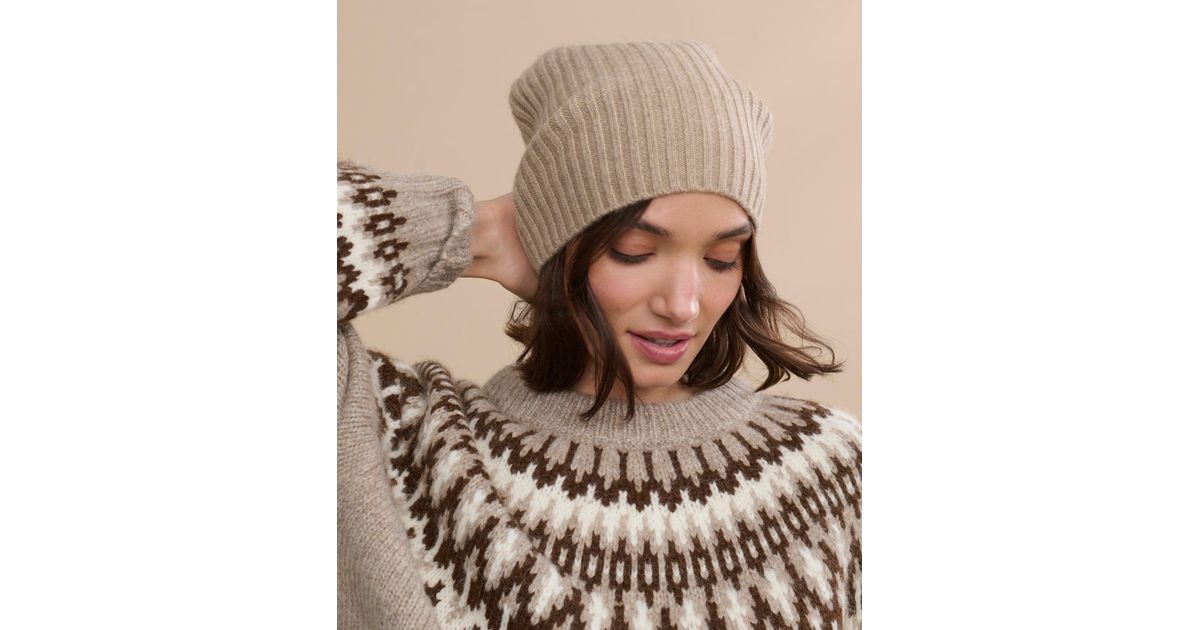 Jenni Kayne Cashmere Beanie Hat in Brown | Lyst