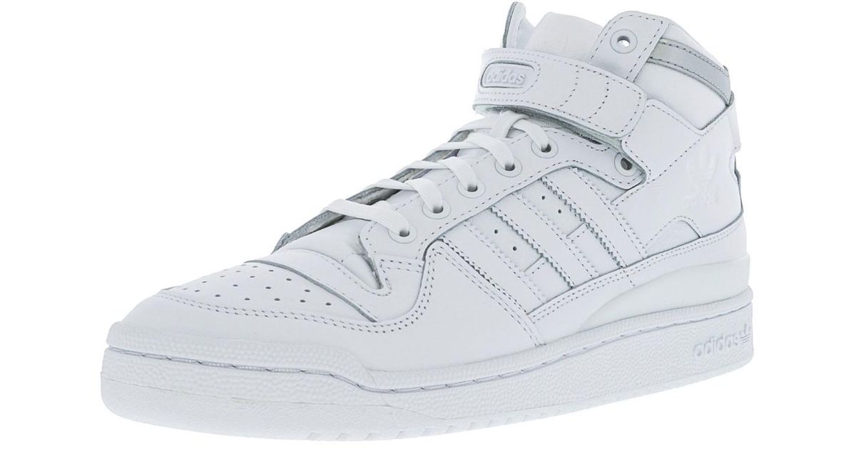 Adidas Forum Mid Refined Footwear White Silver Metallic Mid top Leather Basketball Shoe 9m for Men Lyst Adidas Forum Mid Refined Footwear White Silver Metallic Mid top Leather Basketball Shoe 9m for Men Lyst