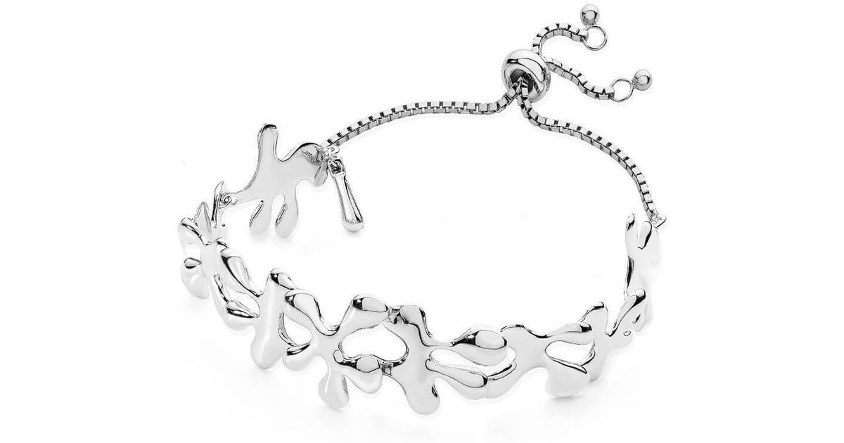Lucy Quartermaine Rhodium Plated Splash Slider Bracelet in Silver 