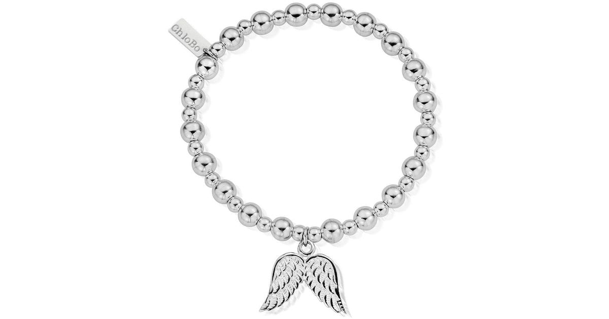 Chlobo Metallic Sterling Silver Mini Small Ball Double Angel Wing Bracelet Chlobo Metallic Sterling Silver Mini Small Ball Double Angel Wing Bracelet