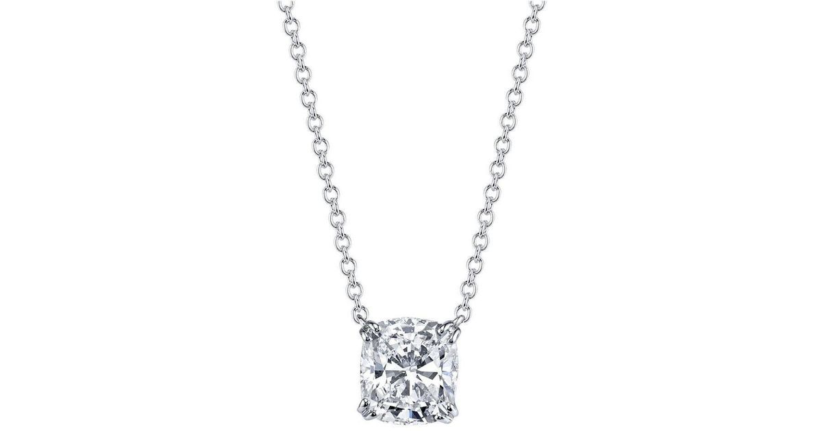 Harry Kotlar Cushion Cut Diamond Solitaire Classico Collection Necklace in  Metallic - Lyst
