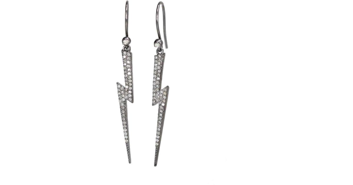 Lyst Nadean Designs Pave Diamond Oxidised Silver Lightning Bolt Lyst Nadean Designs Pave Diamond Oxidised Silver Lightning Bolt Earrings