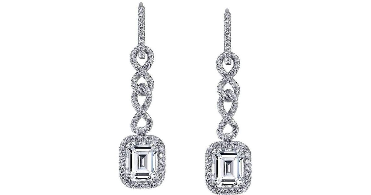 Lyst Harry Kotlar Chantilly Emerald Cut Diamond Drop Earrings In Lyst Harry Kotlar Chantilly Emerald Cut Diamond Drop Earrings In Metallic