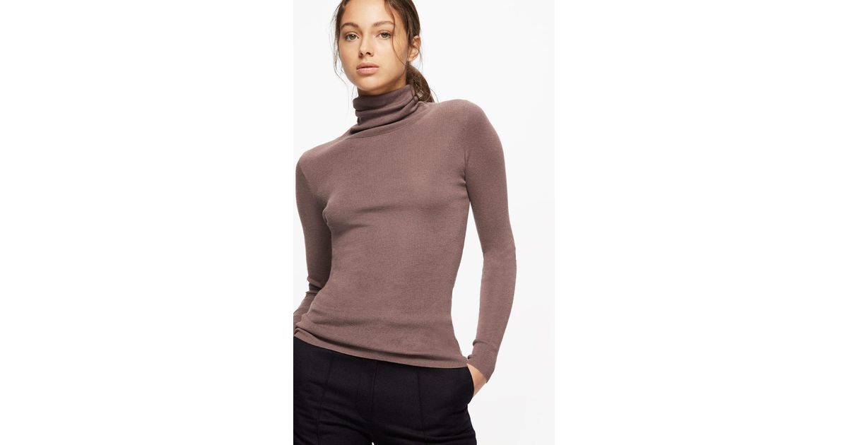 silk cotton polo neck jumper