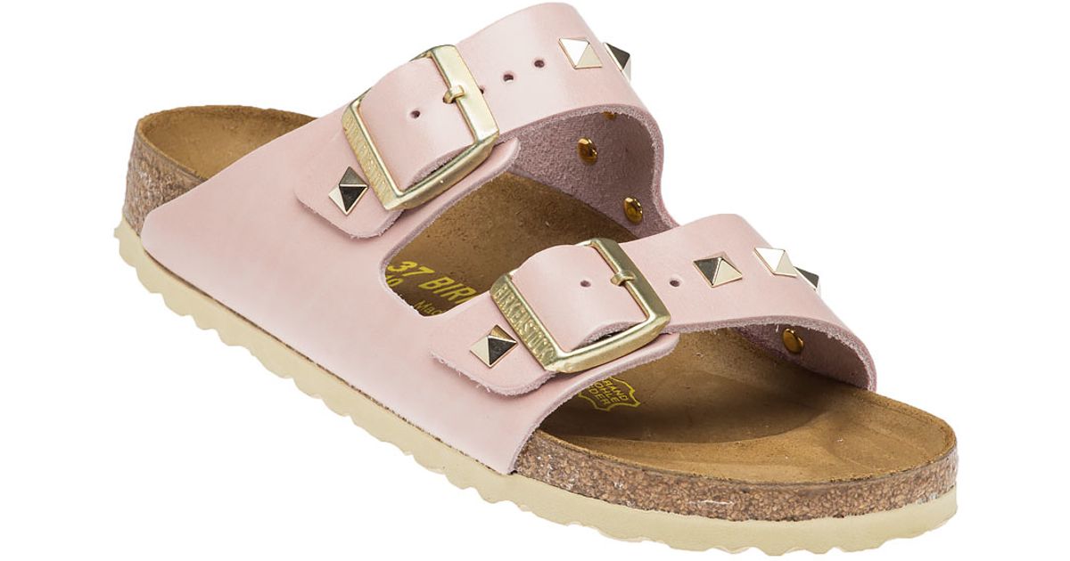 Birkenstock Denim Arizona Studded-Leather Sandals in Rose (Pink) - Lyst