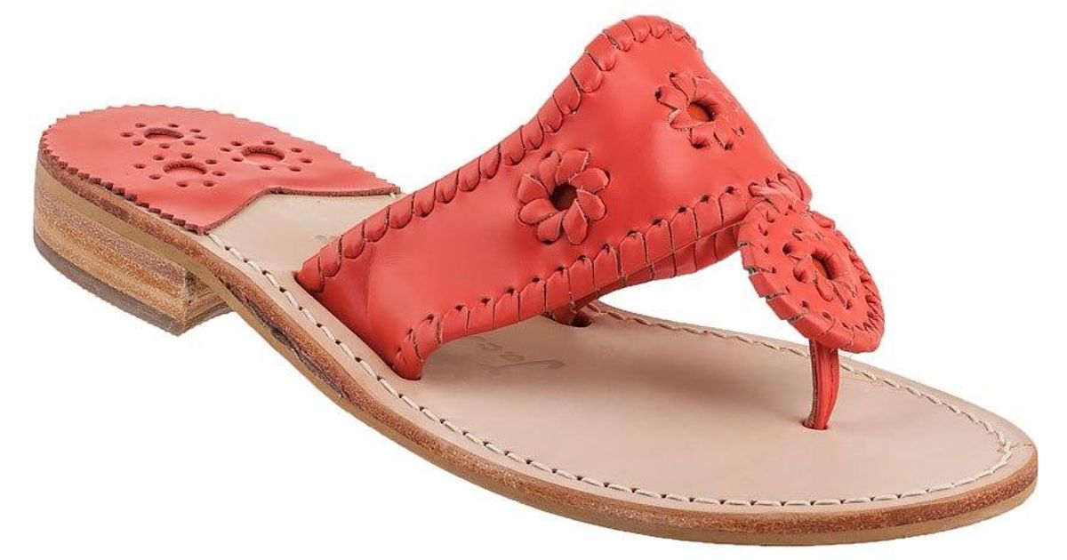 Jack Rogers Nantucket Thong Sandal Coral Leather in Pink - Lyst