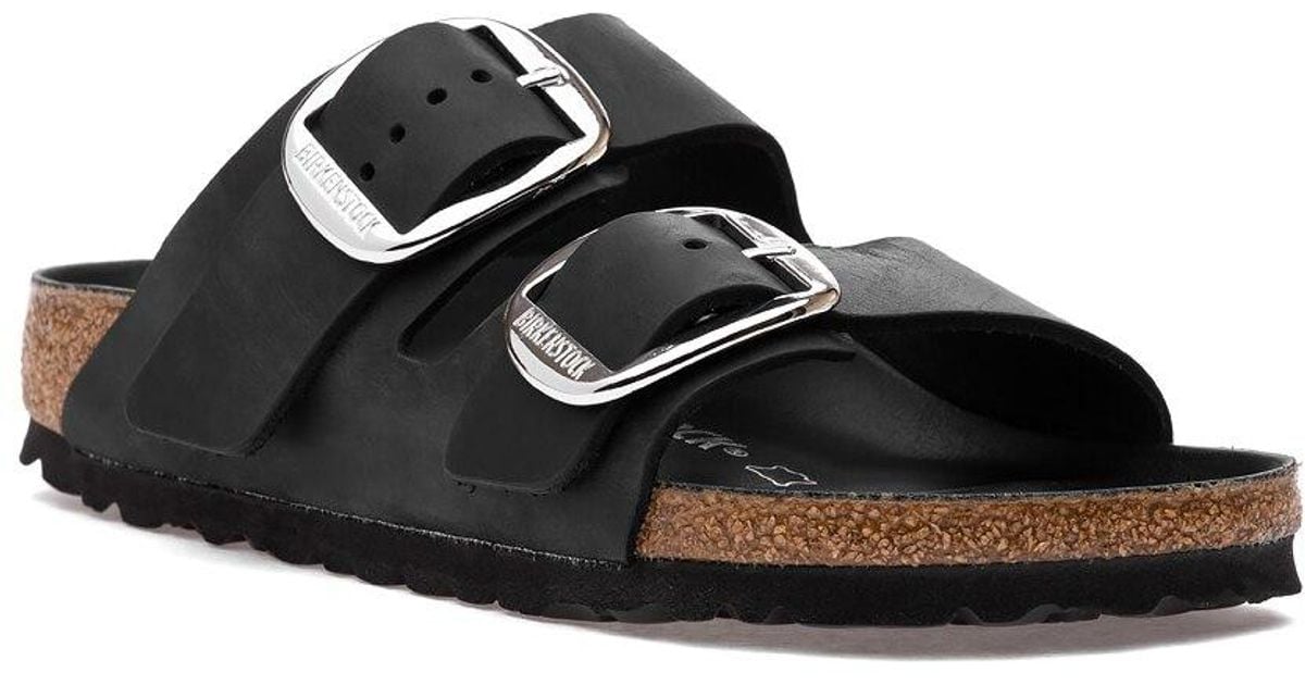 black birkenstocks with black buckle