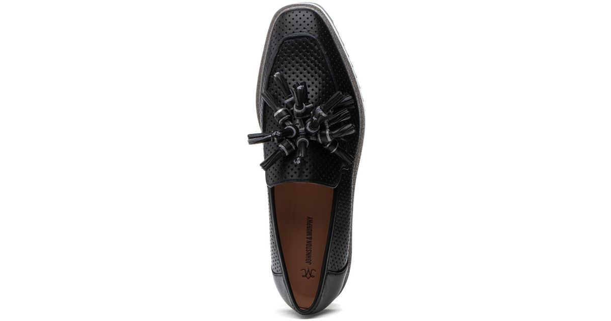 Johnston & Murphy Gracelyn Perfed Tassel Loafer in Black Lyst