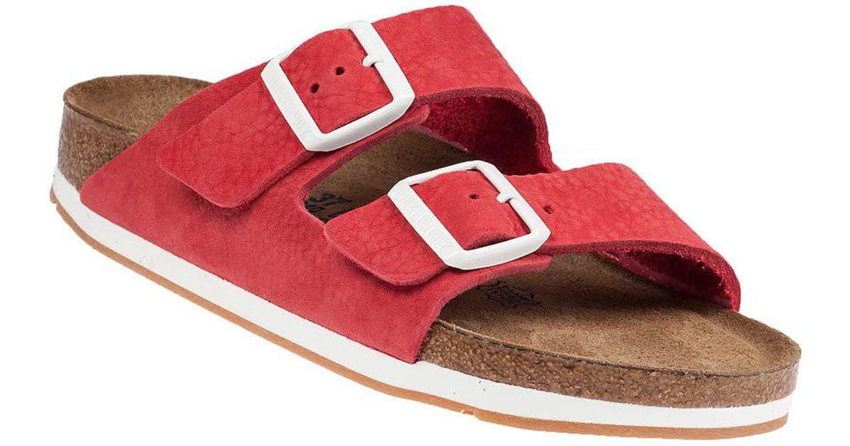 Birkenstock Arizona Red Suede Sandal | Lyst