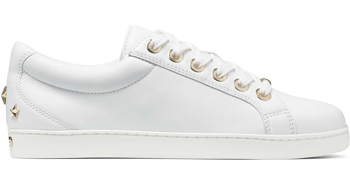 Jimmy Choo Cash/f White Nappa Leather Low Top Trainers White 34 | Lyst