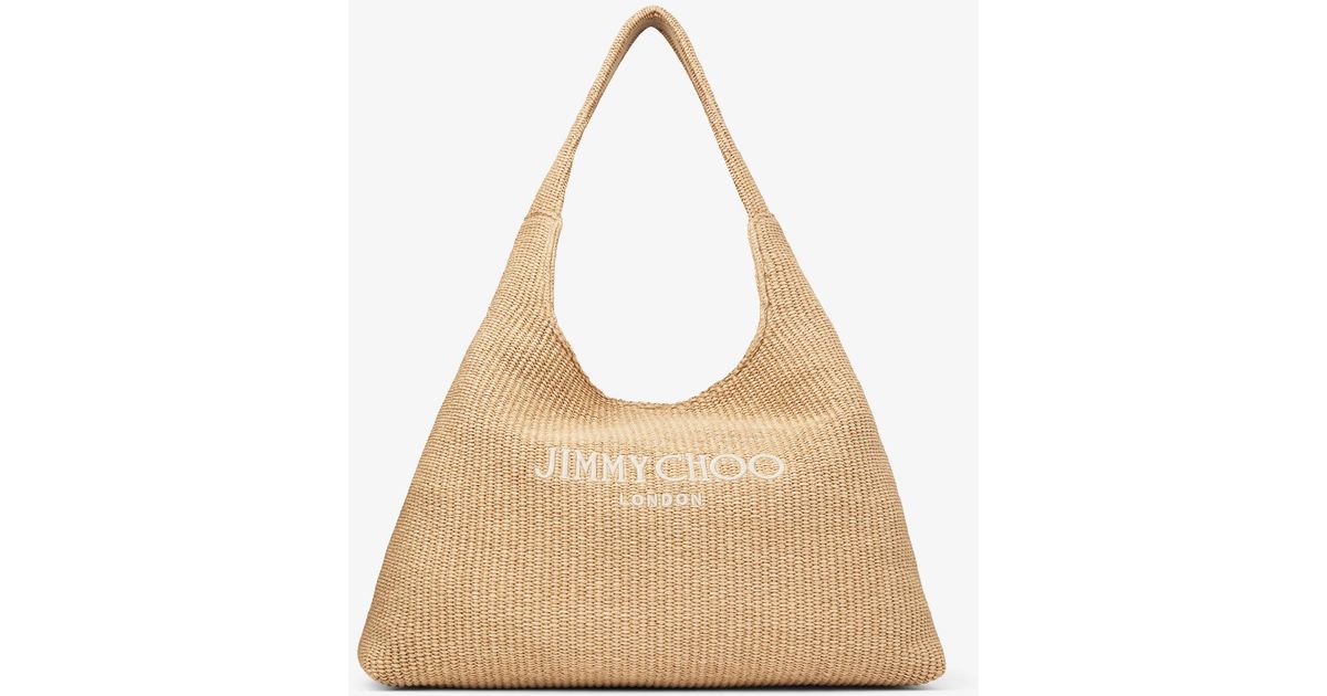 JIMMY CHOO Beach Diamond Hobo L ラフィア Jimmy Choo Beach Diamond Hobo L in Natural | Lyst