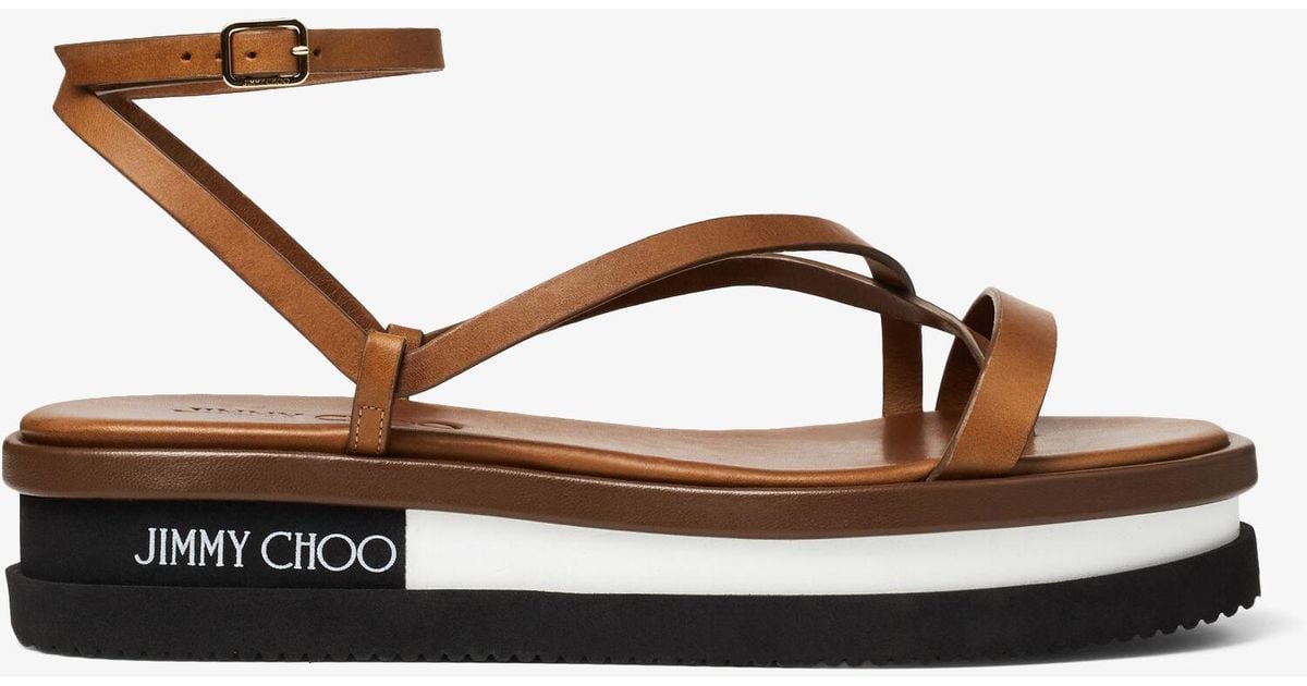 Jimmy Choo Pine Flat in Brown | Lyst