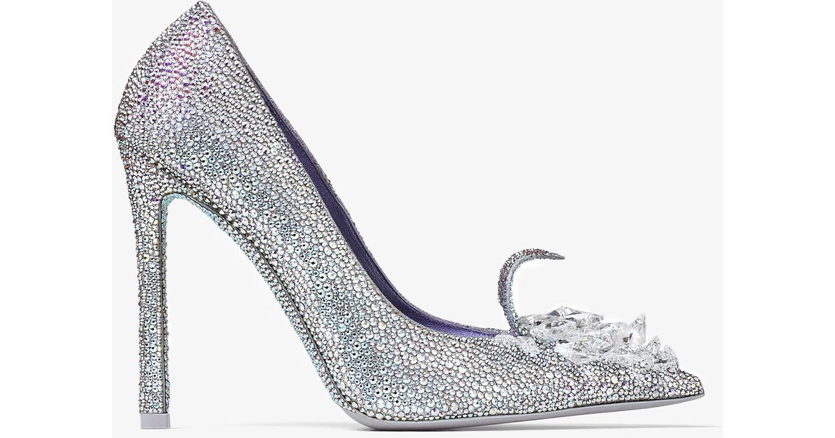 Jimmy Choo Crystal Slipper 110 in Gray | Lyst