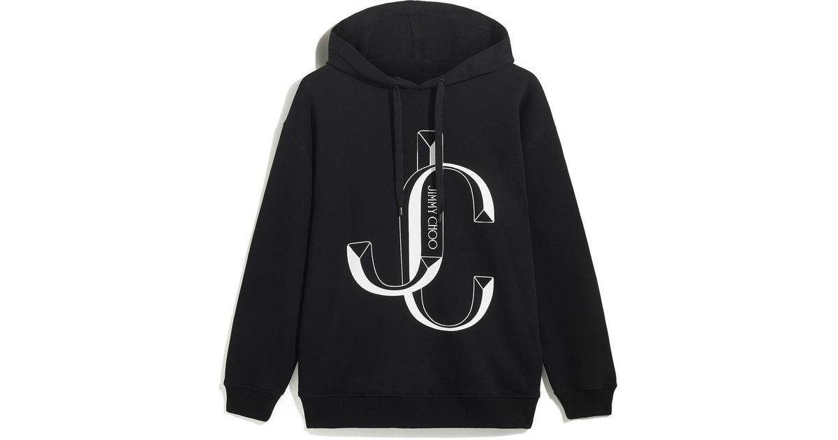 Jimmy Choo Cotton Jc-hoodie in Black | Lyst