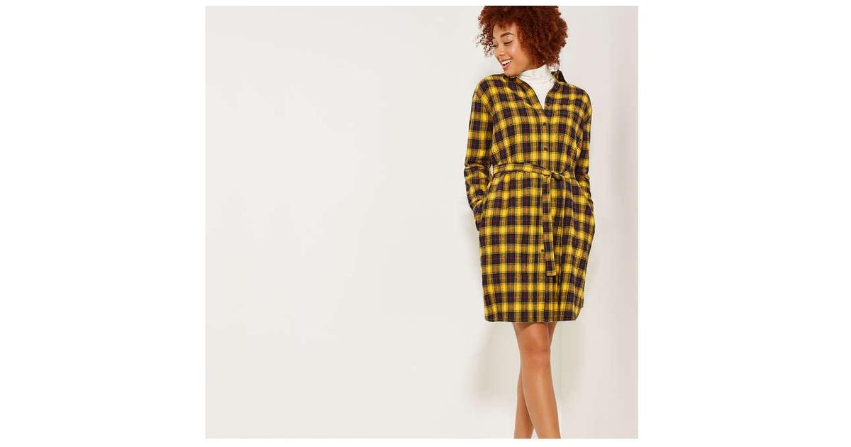yellow flannel dress