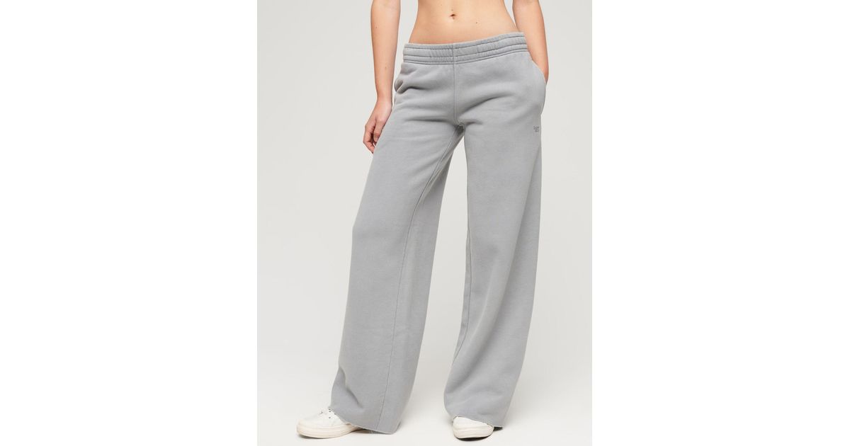 Superdry Wash Wide Leg Cotton Joggers in Grey Lyst UK