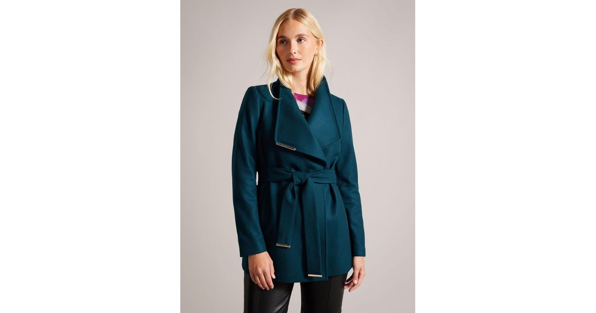 Rytaa short wool 2024 wrap coat ted baker