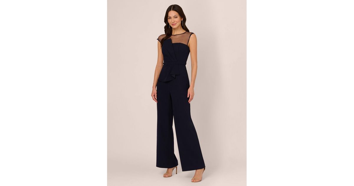 Adrianna Papell Knit Crepe Jumpsuit in Blue Lyst UK