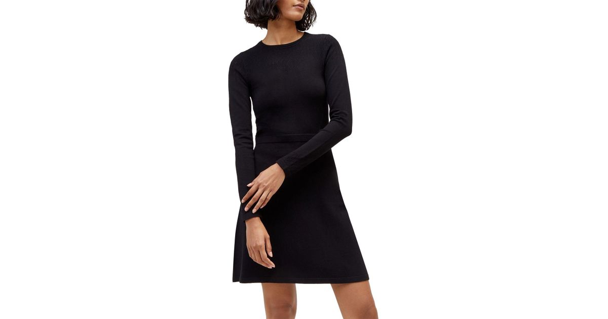 warehouse pointelle yoke dress